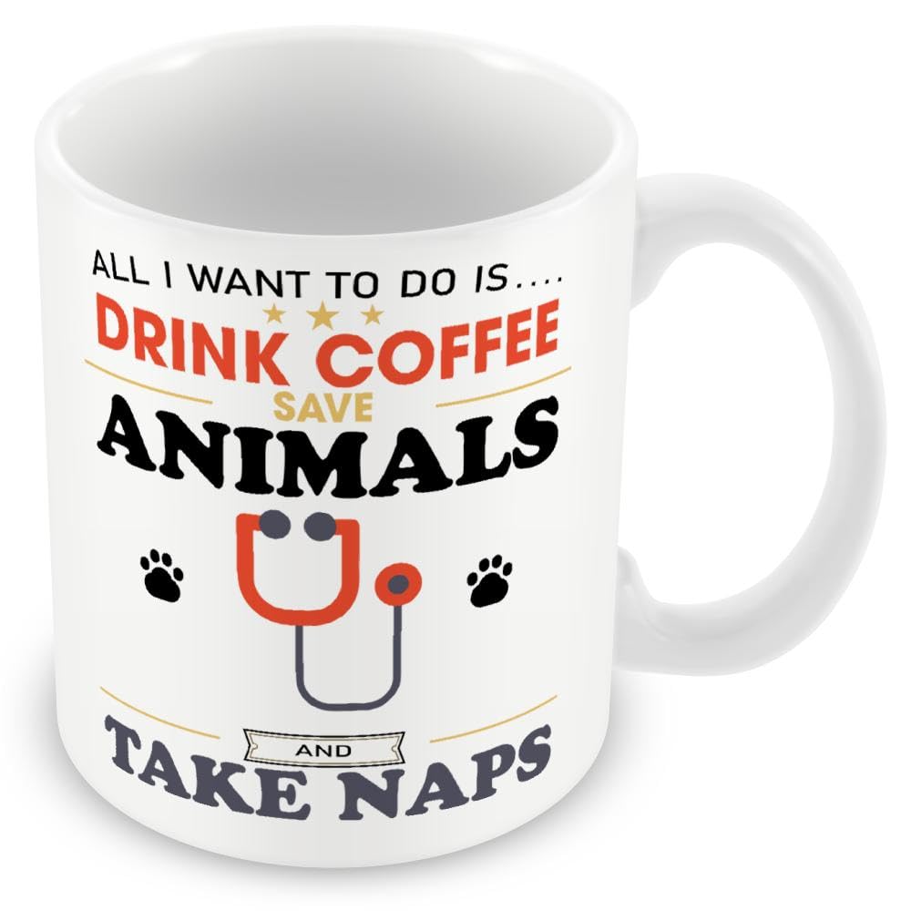 Mug Gift for Vets/Vetinary Worker - Drink Coffee Save Animals Take Naps Vet Mug