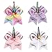 Oaoleer 7 inch Unicorn Cheer Bows Girls Hair Bows With Elastic Band for Cheerleader Girls Pack of 4