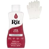 Rit Dye &ndash; Liquid Fabric Dye for Crafting, Clothing, and D&eacute;cor &ndash; 8 oz. Bottle &ndash; Wine (Gloves Included)