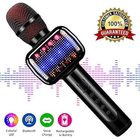 Karaoke Mikrophon, Karaoke Anlage Kinder, Bluetooth 4.2 Karaoke-Mikrofon Tragbare Handheld Karaoke Mic Home Party Weihnachten