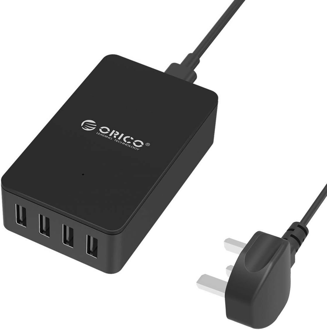 USB Charger ORICO 34W 4Port USB Plug Wall Charger with Detachable UK Mains Lead for iPhone iPad