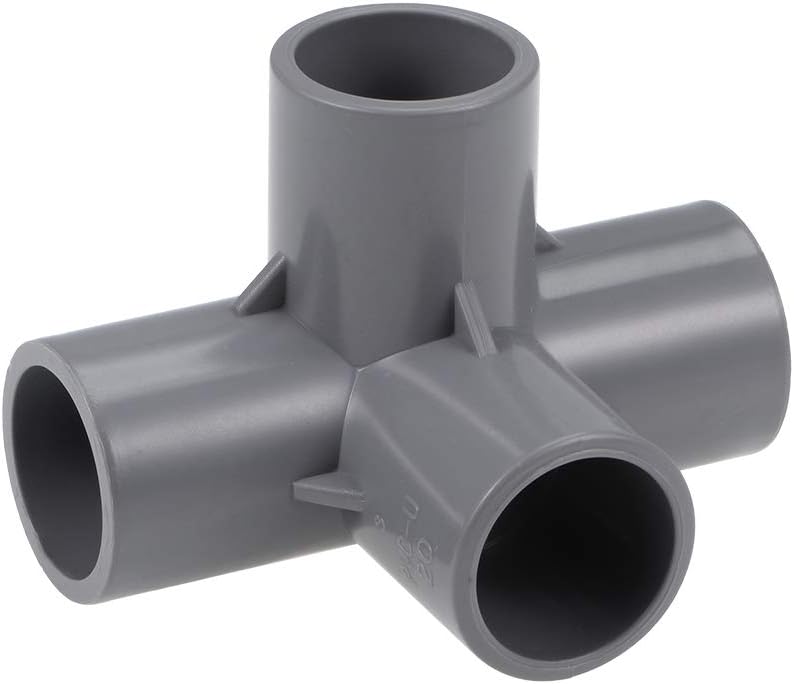 sourcing map 4-Way Elbow Metric PVC Pipe Fitting Furniture Grade 20mm Size Tee Corner Fittings Gray 10Pcs