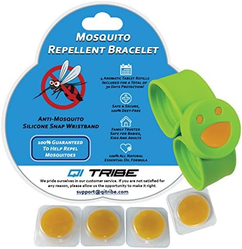 Qi Mosquito Bracelet for Kids: Stop Nasty Bug Bites &amp; Protect Your Kids with 100% All Natural Insect Repellent - Waterproof, Pure Citronella &amp; Lemongrass Essential Oil, 30 Days Protection, DEET Free.