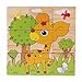 Rolimate Educational Preschool Wooden Cube Block Travel Jigsaw Puzzles - Hedgehog Elephant Tiger Deer Monkey Zebra, Birthday Toy for Age 3 4 5 Years Old and Up Toddlers Kids Baby Children Boys Girls