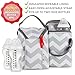 Baby Diaper Bag for Girls & Boys – 3 in 1 Compact Diaper Weekender Tote Bag Bottle Bag, Changing Pad & Stroller Straps. Premium Unisex Chevron Grey w/13 Pockets. Ideal Baby Shower Gift for Mom & Dad