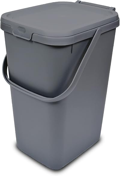 Addis 519286 18 Litre Kitchen Recycling Bin with Clip Lock Lid Silver