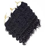 14inch 3packs Wavy Senegalese Twist Crochet Hair Curly Crochet Twist Braids Wavy Ends Synthetic Twist Braiding Hair Extensions (1b)