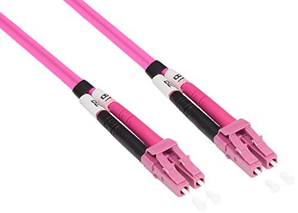 Good Connections LWL Duplex Patch Cable LC to SC Multimode 50/125 Inch Fibre Optic OM4 - Violett/Pink 30 m