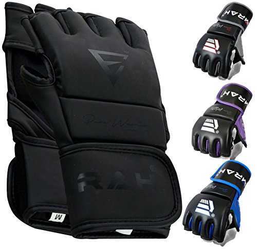 EMRAH Pro Style MMA Grappling Gloves Martial Arts Sparring Punching Bag Cage Fighting Maya Hide Leather Mitts UFC Training - X (Large, Matt Black) - Thumbnail 4