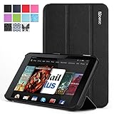 Fire HD 7 Case - Poetic Fire HD 7 Case [Slimline Series] - [Lightweight] [Ultra-slim] PU Leather Slim-Fit Trifold Cover Stand Folio Case for Amazon Fire HD 7(2014) 4th Gen Black (3 Year Manufacturer Warranty From Poetic)