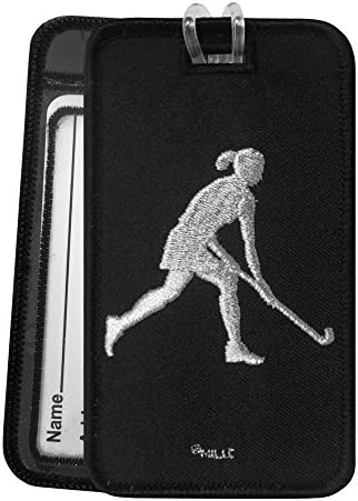 Field Hockey Luggage Tag - Embroidered Set of 2 Black