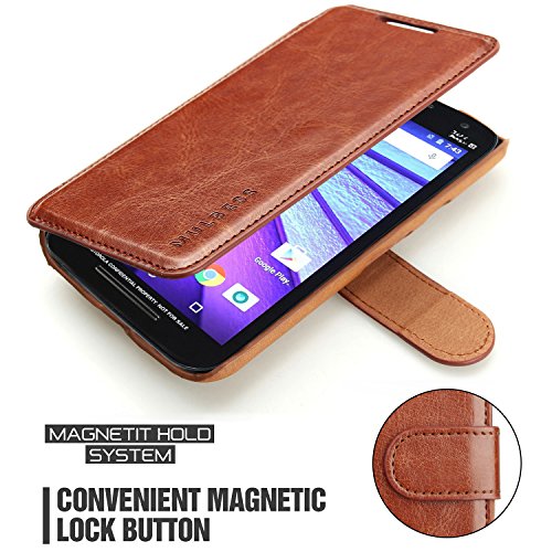 Mulbess Layered Motorola Moto G5 Leather Case?Flip Phone Case Wallet with Magnetic Clasp for Motorola Moto G5 Cover, Brown