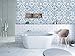 Contact Paper Blue Waterproof White Wallpaper Blue and White Peel and Stick Wallpaper Removable Flower Film Tile Self Adhesive Wall Paper Wall Covering Backsplash Countertop Vinyl Roll 17.8’’x78.7’’