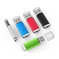 TOPESEL 5 Pack USB 2.0 Flash Drive Memory Stick Thumb Drives (5 Mixed Colors: Black Blue Green Red Silver)