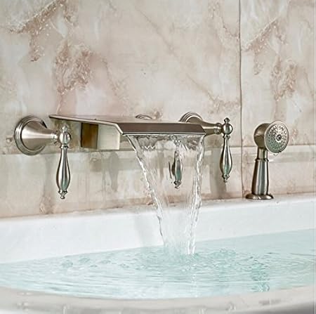 Gowe Luxury 5pcs Wall Mounted Waterfall Bathtub Bath Tub Mixer
