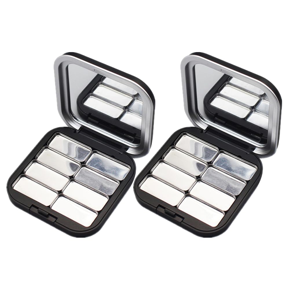 LALAFINA 2pcs Empty Magnetic Eyeshadow Palette Small Empty Refillable Lipstick Palette Makeup Compact Containers Cosmetic Sample Storage Cases