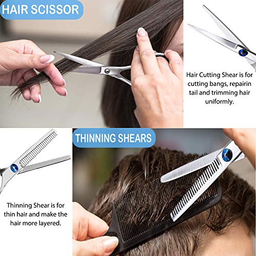 Bivan 11pcs Hair Cutting Scissors Kits, Professional Hairdressing Scissors and Hairdresser Thinning Scissors Upgraded Barber Salon Home Shear Haircut Scissor Kit for Kids, Women and Men