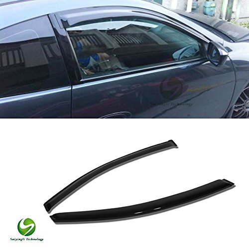 Saiyingli for 06-11 Honda Civic 2-Door Coupe 2pcs Front Door Dark Smoke Outside Mount Style Sun Rain Guard Vent Shade Window Visors