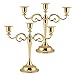 ZJchao 3 Arms Candle Holder, 2 Pcs Metal Gold Silver 3 Branches Candle Stick Stand European Style Candelabra for Dinner Wedding Home Decor (Gold)