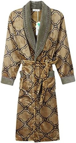 Autumn and winter long sleeve flannel gown/Mens Pajamas/Thickened coral fleece robe robe-A XXXL