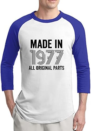 KDKD Fashion 3/4 Sleeve Raglan Birthday Gift Generation 1977 For 40 Years Old Tee RoyalBlue XL For Mens Or Youth