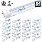 Hyperikon T8 T10 T12 LED 4FT Tube Light, 18W (40W-50W Equiv.), Single-End Powered, Ballast Bypass, Shatterproof, F48T8 Fluorescent Replacement, 2320 Lumens, 4000K, Clear, Garage, Warehouse - 24 Pack