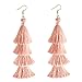 HSWE Tassel Earrings Hula Skirt Thread Tassel Eardrop Tiered Dangle Earrings Cream Pink
