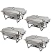 ZenChef Upgraded 8 Qt Stainless Steel Chafer, Full Size Chafer, Chafing Dish w/Water Pan, Food Pan, Alcohol Furnace and Lid (Pack of 4)