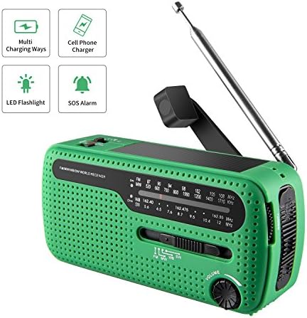 NOAA Weather Radio Hand Crank Solar Emergency Alert Radio with WB/AM/FM, Cell Phone Charger/LED Flashlight and SOS Siren Song and Light Alarm for Indoor Outdoor Use