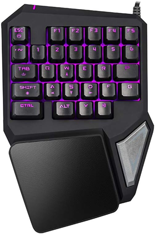 One Handed Keyboard Wired One-Handed Mechanical Gaming Keyboard for Windows PC and GameSir X1, LED Backlit Portable Mini Game Keypad