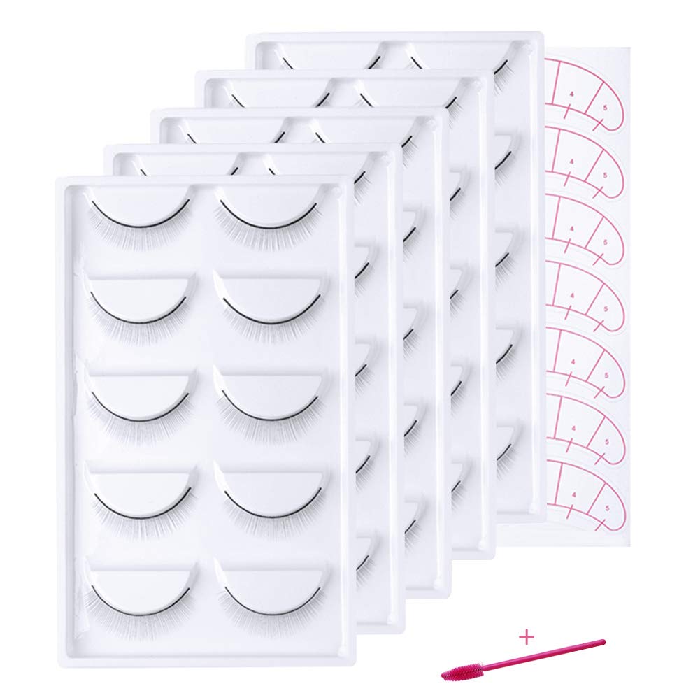 25 Pairs Training Lashes for Eyelash Extensions Practice Lashes Strips Self Adhesive Lash Extension with 7 Pairs Eye Patches（Training Lashes）