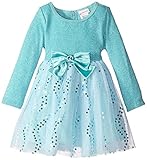 Youngland Little Girls' Sweater Knit Bodice Holofoil Mesh Dress