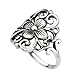 Chuvora 925 Sterling Silver 19 mm Floral Filigree Flower Polished Finish Wide Band Ring - Nickel Free Size 7