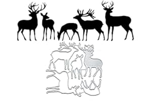 ANXENDONG 5Pcs/Set Christmas Deer Elk Metal Die Cuts Cutting Dies, Christmas Deer Elk Paper Cards Cutting Dies Cut Stencils for DIY Embossing Card Making Book Tags Decorative Paper Dies Scrapbooking