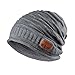Pococina Upgraded 4.2 Bluetooth Beanie Music Hat Winter Knit Hat Cap Wireless Headphone Musical Speaker Beanie Hat as Christmas Birthday Gifts for Men Women Teen Girls Boys, Built-in Mic - 012 Gray