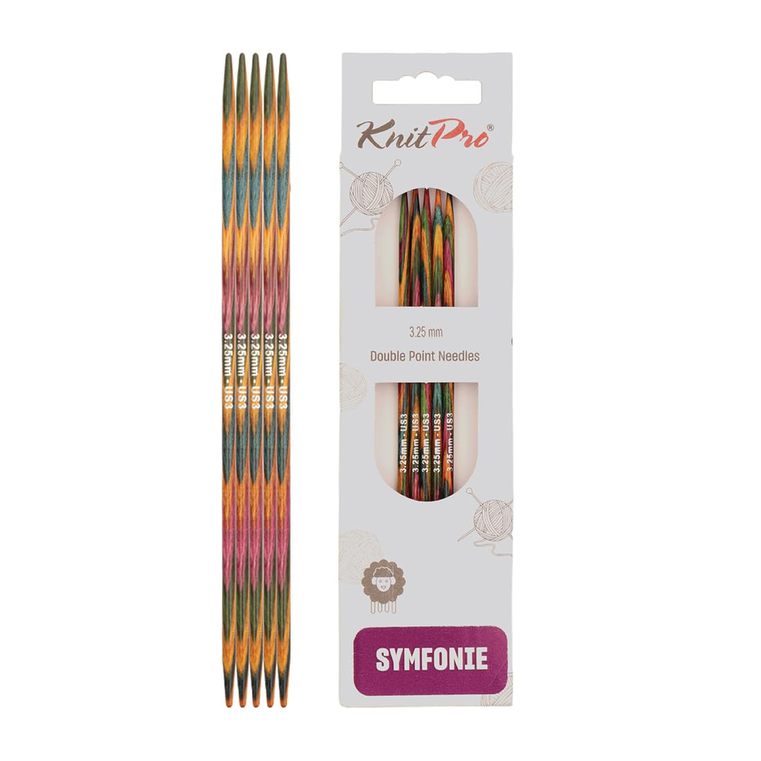 KnitPro Symfonie Double Pointed Needles 4" (10cm) | 3.25mm