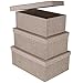 Creative Scents Storage Box Set, 3-Pcs (Sand Dunes) Decorative White Stitching Fabric Lidded Shelf-Storage Closet Organizer Box-Basket - Stylish Decor Fits in Any Room - Large/Medium/Small Sizes