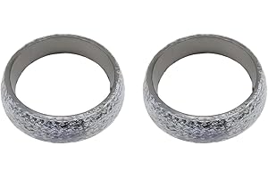 Bittwee 2PCS 48mm Car Exhaust Manifold Gasket, Automotive Replacement Exhaust Flange Gasket Seal Muffler Ring, Graphite Construction Exhaust Donut Muffler Gasket, Universal for SUV Truck RV
