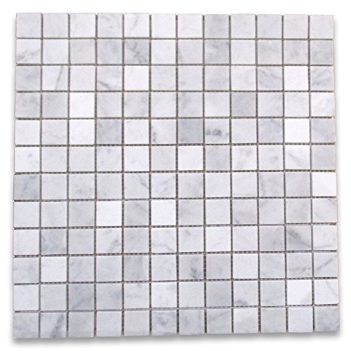 Carrara White Italian Carrera Marble Square Mosaic Tile 1x1 Honed