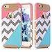 iPhone 6s Case,iPhone 6 Case,LUOLNH [2in1] Heavy Duty Hybrid Hard Case for Apple iPhone 6, 6s[4.7inch], Blue Mint Teal and Coral Pink Split Chevron Design Cover (Gold)