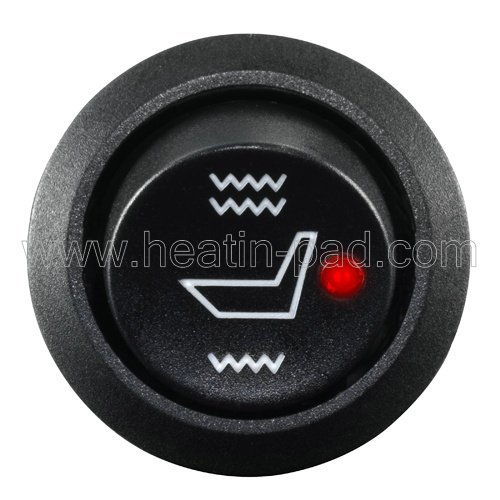 Water Carbon Illuminated Seat Heater Hi/lo/Off Round Rocker Switch Opening Size:19mm 40cm Long Wire with a Negative - Thumbnail 2