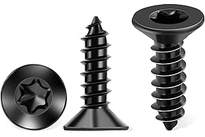 100 PCS #6 x 1/2" Flat Head Torx/Star Wood Screws, 18-8 (A2) Stainless Steel, Full Threaded & Black Coated for Durability, T15 Drive Bit Included, No.6 X 1/2" Multipurpose Screw by TPOHH