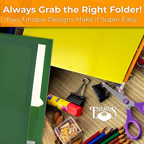 image for Eucatus Premium 2 Pocket Laminated Folders 6 Pack. Our 3 Hole, 12-1/2 