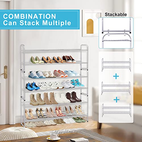 SLEEPING LAMB Tier Metal Long Shoe Rack for Closet, Wide