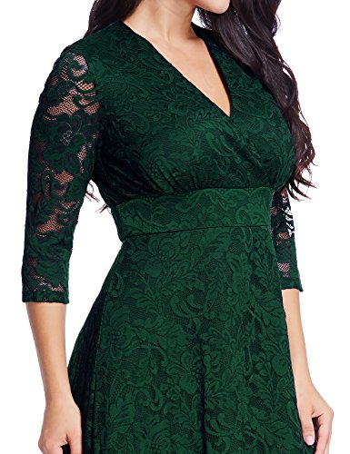 Women's Lace Plus Size Mother of the Bride Skater Dress Bridal Wedding Party Green 20W - Thumbnail 5