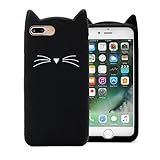 Cat iPhone 7 Plus 8 Plus Case Cute Lovely Kitten Design Glitter Silicone Soft Protective Cover for Girls Teens for iPhone 7 8 Plus 5.5 Inch Bling Sparkly 3D Whiskers Ears Funny Kitty for Child Kids