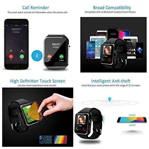 Smart Watch,Smartwatch for Android Phones, Smart Watches Touchscreen with Camera Bluetooth Watch Phone with SIM Card Slot Watch Cell Phone Compatible Android Samsung iOS Phone XS X8 7 6 5 Men Women