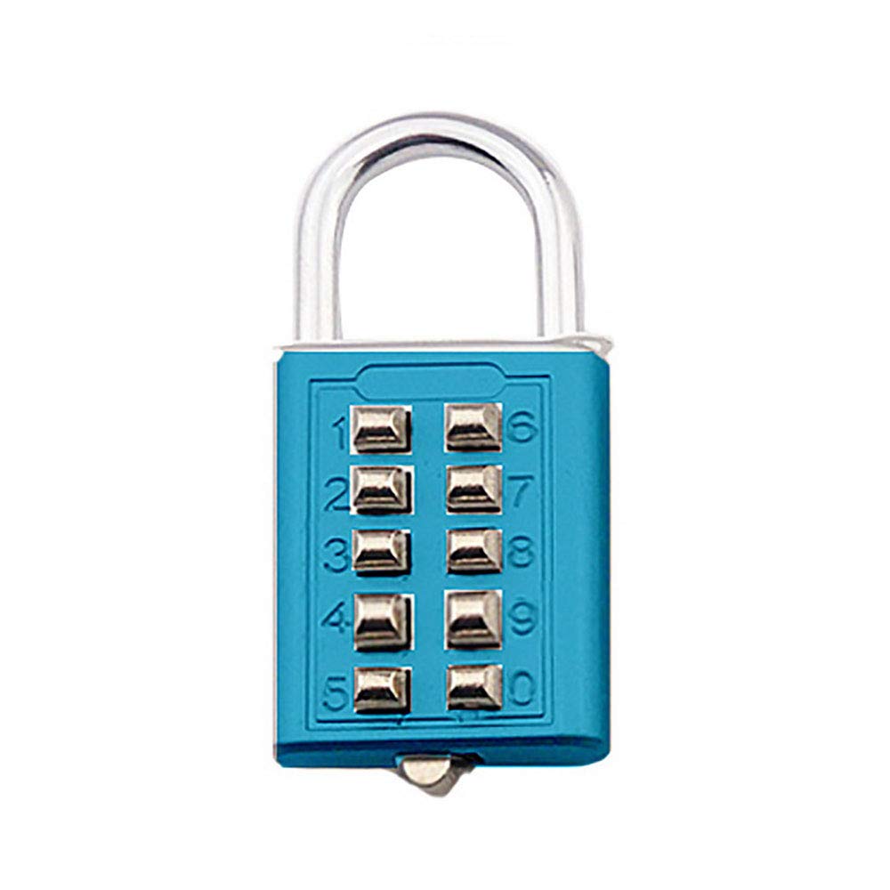 Password Padlock, Anti-Theft Alloy 5 Digit Button Combination Lock for School Locker, Outdoor Gate and Gyms Storage (Blue)