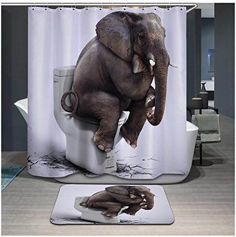 Funny elephant sitting on the toilet design Waterproof Fabric Bathroom Shower Curtain 72 "x 72"