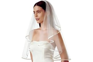 Nanchor Bridal Veil Women's Simple Tulle Short Wedding Veil Satin Edge With Comb for Wedding Bachelorette Party
